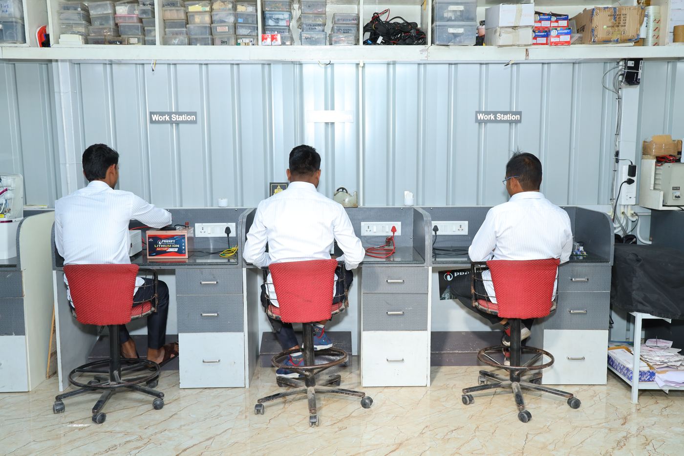 Prompt Solar technicians at their workstations