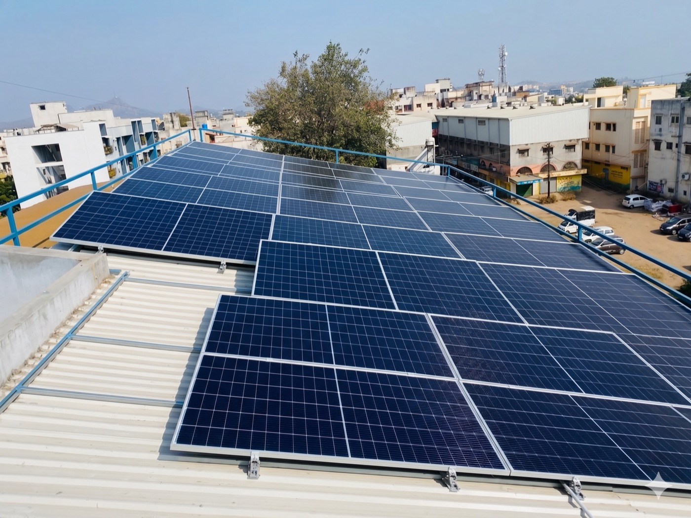 Industrial factory rooftop solar installation