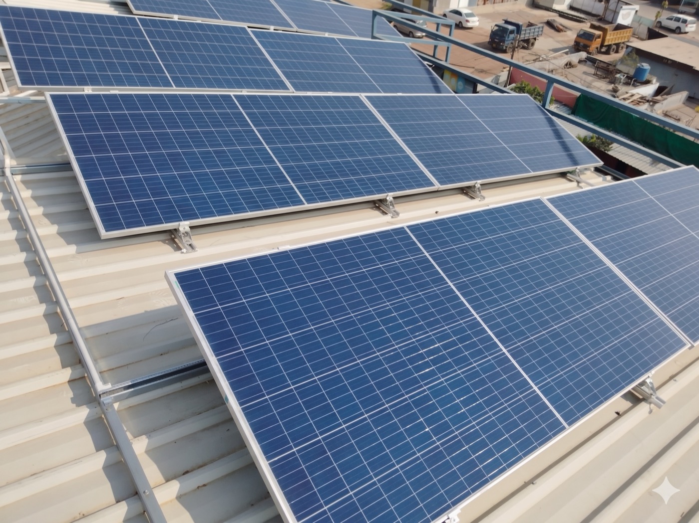 Engineer monitoring commercial solar plant