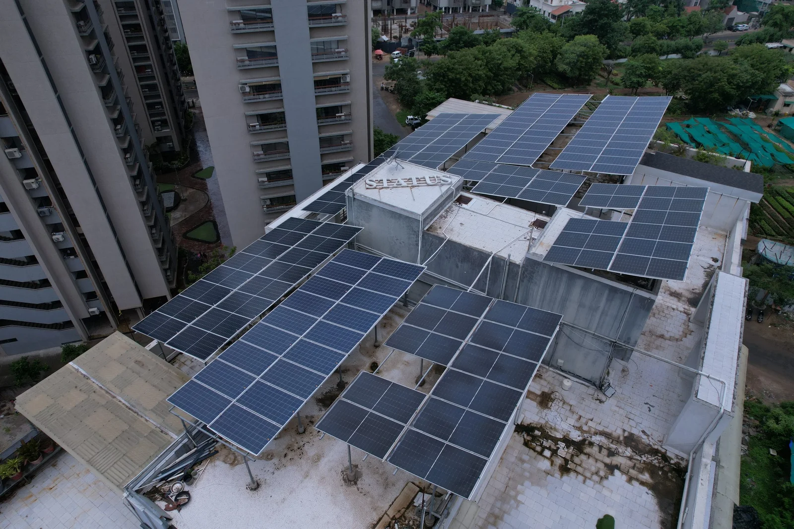 Aerial view of solar installations by Prompt