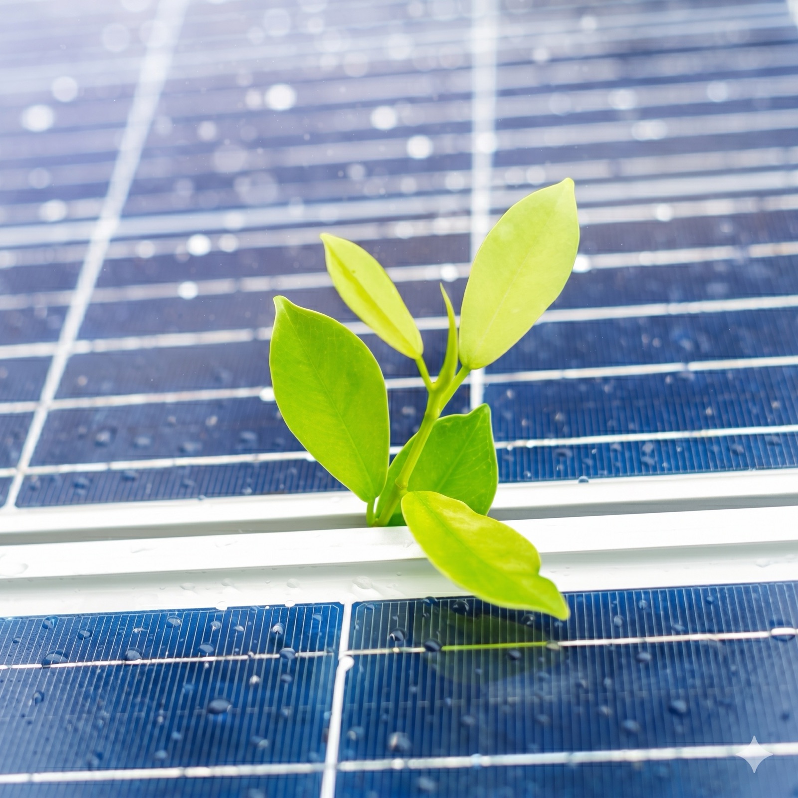 Solar panels next to lush green forest