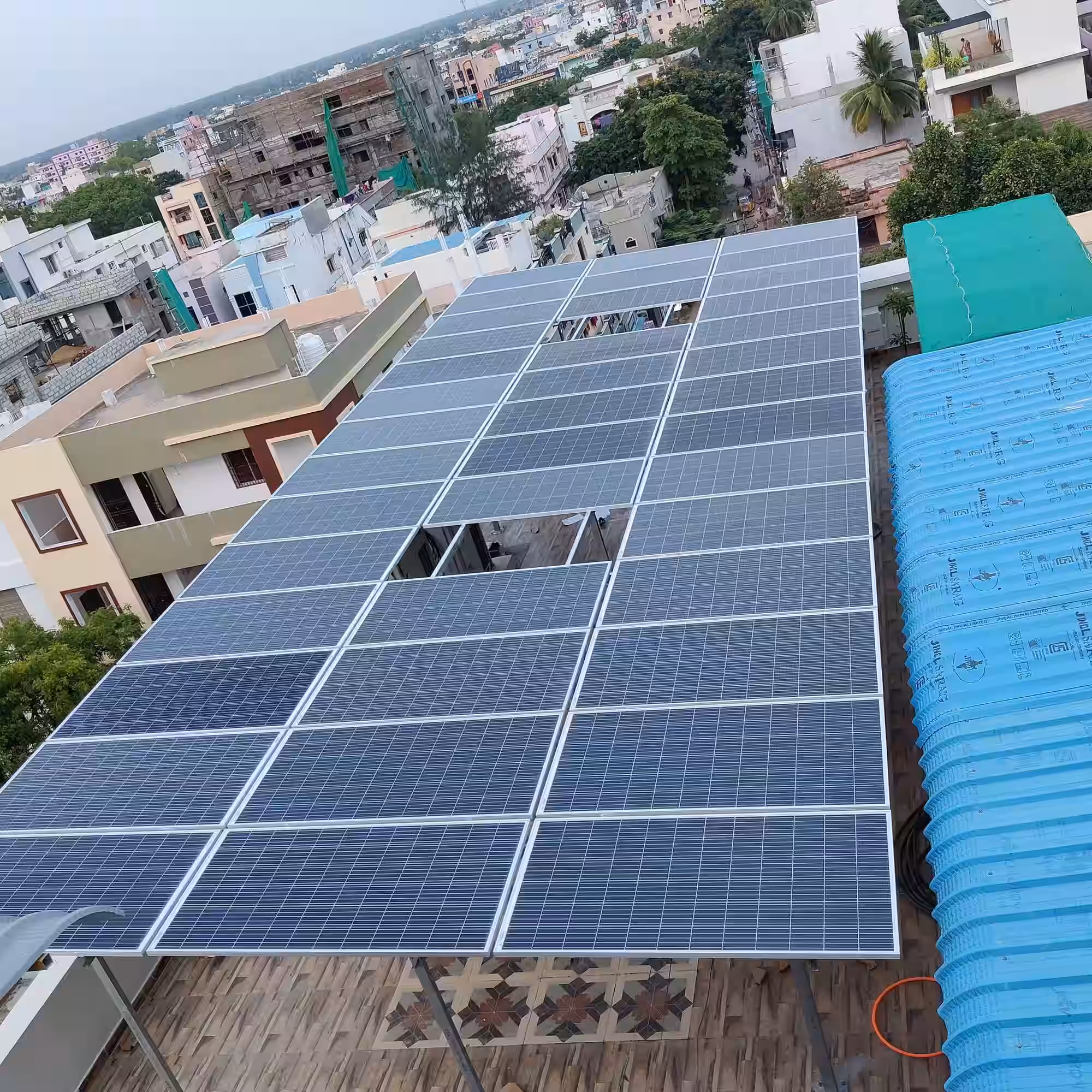 Solar powered society lobby with EV charging